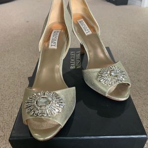 BADGLEY MISCHKA rhinestone gold JAZMIN II SHOES!